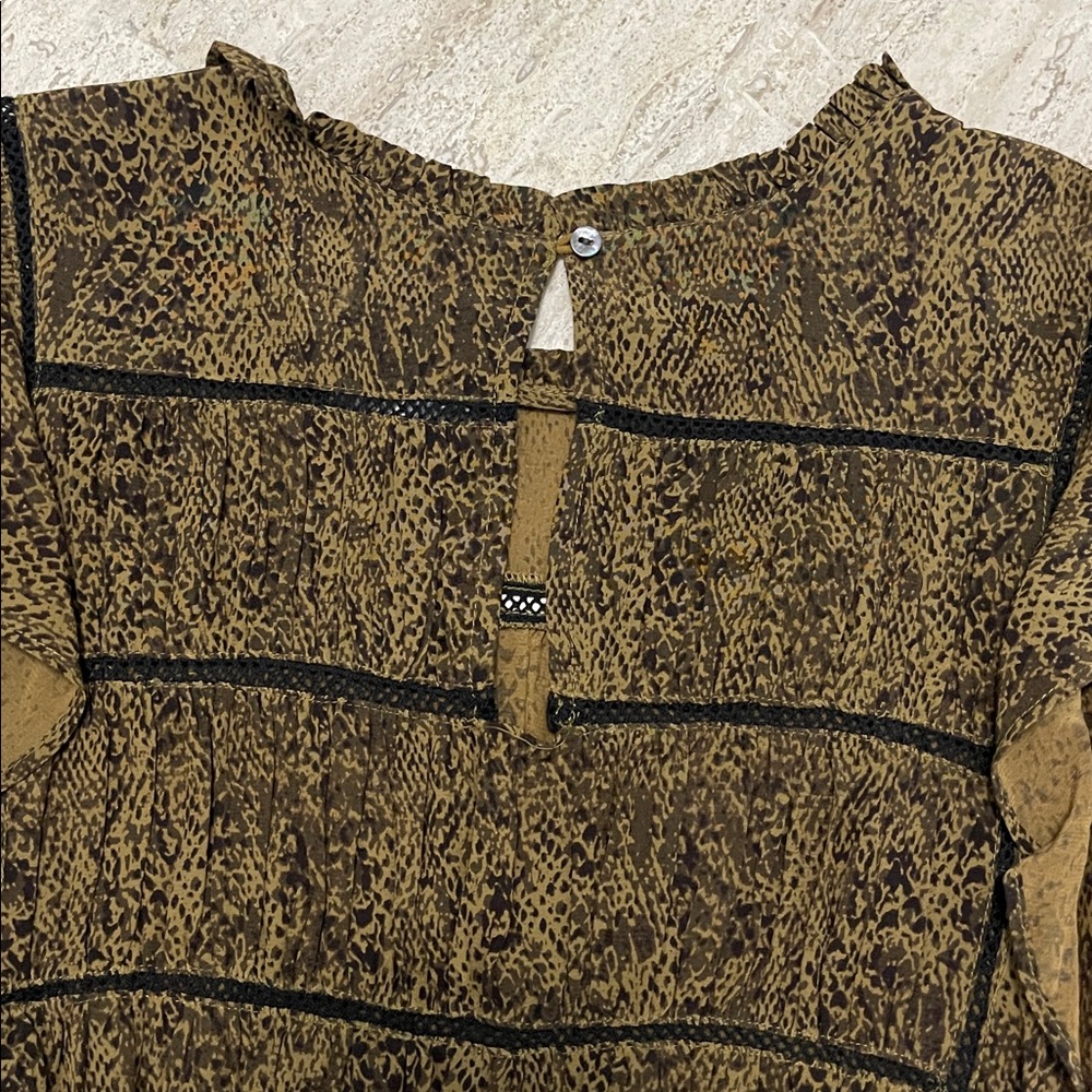 RAILS Faren Sepia Python Smocked Waist Ruffle Detail , long Sleeves Sz M - Picture 15 of 16
